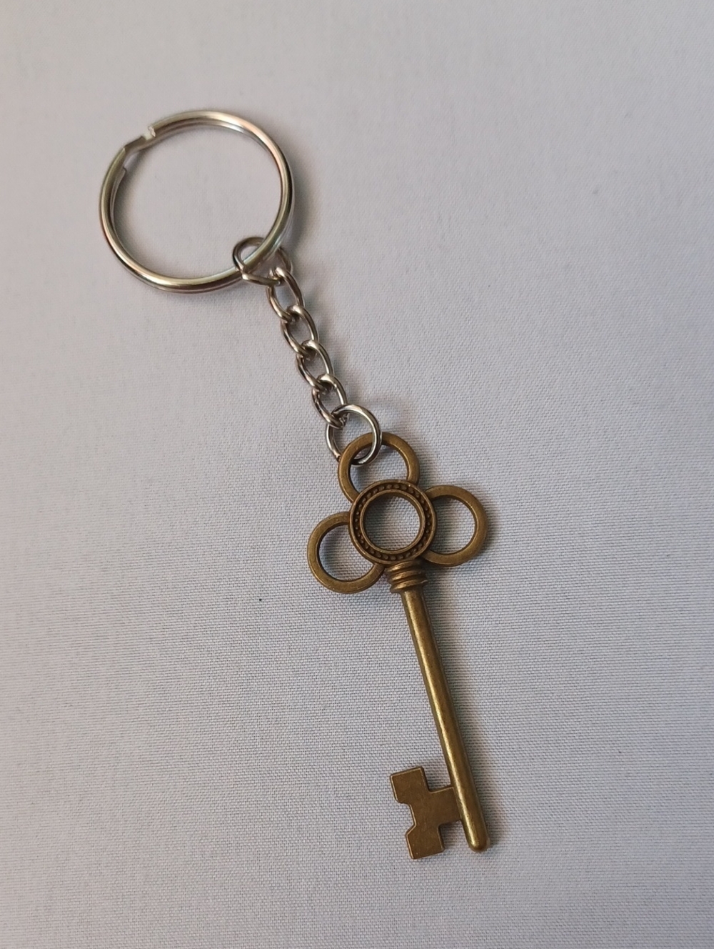 4/$60 New Antique Brass Key Charm Keychain